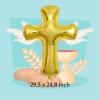 6Pcs Gold Cross Shape Balloons White Doves Balloons Large Baptism Party Helium Foil Balloons for First Communion God Bless Christening Memorial Theme Birthday Wedding Party Decorations Supplies view 2