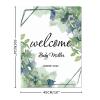 Romantic Wood Wedding Welcome Sign Pick A Seat Not A Side Personalized Name Welcome Wedding Signage Bluebell Floral Teal Green Wreath Boho Wedding Welcome Sign Art Plaque 18x24in view 2