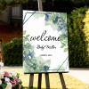 Romantic Wood Wedding Welcome Sign Pick A Seat Not A Side Personalized Name Welcome Wedding Signage Bluebell Floral Teal Green Wreath Boho Wedding Welcome Sign Art Plaque 18x24in view 4