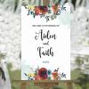 Watercolor Rose Flower Teal Back Paint Wedding Welcome Signs Welcome to Our Happily Ever After Custom Name Wood Wedding Sign Rustic Wedding Reception Poster Welcome Sign 16x24in view 1
