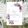 Dark Purple Watercolor Rose Floral Wedding Welcome Signs Please Enjoy Our Unplugged Ceremony Custom Name Wood Welcome Wedding Signage Rustic Wedding Reception Poster Welcome Sign 16x24in view 1