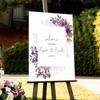 Dark Purple Watercolor Rose Floral Wedding Welcome Signs Please Enjoy Our Unplugged Ceremony Custom Name Wood Welcome Wedding Signage Rustic Wedding Reception Poster Welcome Sign 16x24in view 4