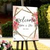 Boho Wood Wedding Welcome Signs Welcome to Bridal Shower Personalized Wedding Welcome Sign Daisy Floral Pink Red Wreath Wedding Welcome Signage Engagement Party Sign 18x24in view 4