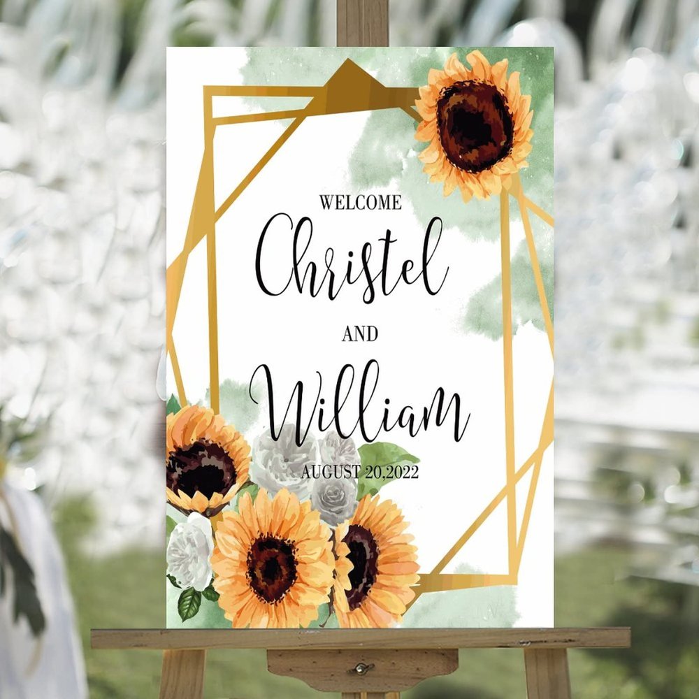 Welcome Personalized Last Name Wood Wedding Welcome Signs Sunflower Rose Wreath Green Paint Welcome Wedding Sign Boho Bridal Shower Welcome Sign Entrance Decor 16x24in Wedding Decor Plaque