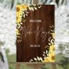 Welcome to Our Wedding Custom Name Date Wood Welcome Wedding Sign Yellow Sunflower Vintage Brown Board Wedding Reception Sign Vintage Wedding Reception Welcome Sign 16x24in view 1