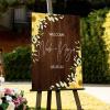 Welcome to Our Wedding Custom Name Date Wood Welcome Wedding Sign Yellow Sunflower Vintage Brown Board Wedding Reception Sign Vintage Wedding Reception Welcome Sign 16x24in view 4