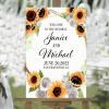 Pick A Seat Not A Side Personalized Name Wood Wedding Welcome Signs Summer Sunflower Wreath Rose Floral Welcome Wedding Sign Romantic Wedding Decor Engagement Sign 16x24in view 1
