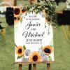 Pick A Seat Not A Side Personalized Name Wood Wedding Welcome Signs Summer Sunflower Wreath Rose Floral Welcome Wedding Sign Romantic Wedding Decor Engagement Sign 16x24in view 3