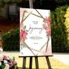 Wedding Welcome Signs Welcome to Bridal Shower Personalized Rustic Wood Welcome Wedding Signage Daisy Floral Pink Red Wreath Wedding Welcome Signage Engagement Party Sign 16x24in view 4