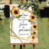 Welcome Wedding Signs Welcome to Our Wedding Custom Name Date Farmhouse Wood Welcome Wedding Sign Sunflower Rose Wreath Fall Autumn Engagement Welcome Wedding Sign 16x24in view 3