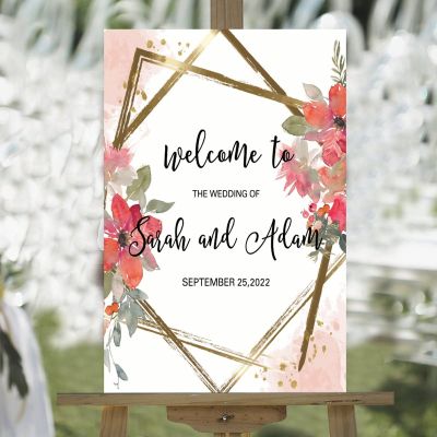 Boho Welcome Wedding Sign Pick A Seat Not A Side Personalized Name Wood Welcome Sign for Wedding Reception Daisy Floral Pink Red Wreath Welcome Sign 16x24in Wood Wedding Decor Plaque