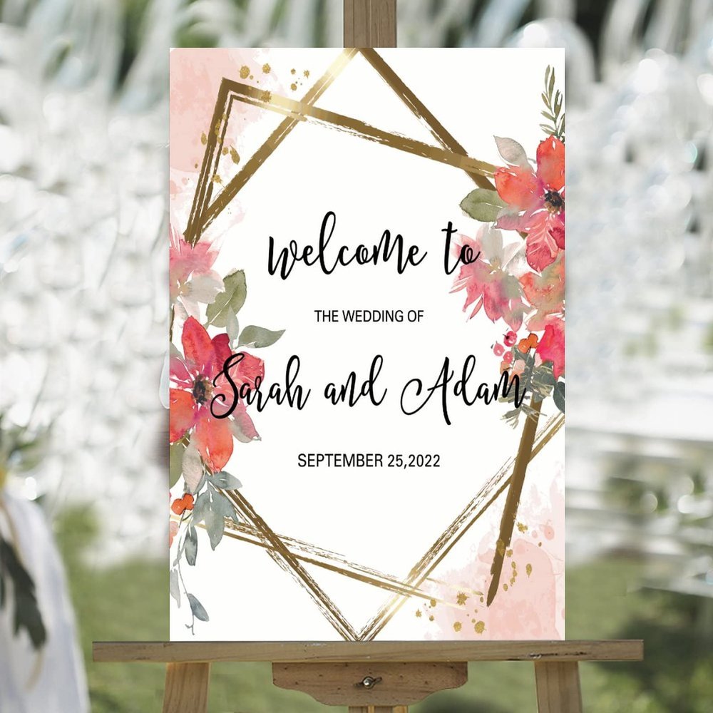 Boho Welcome Wedding Sign Pick A Seat Not A Side Personalized Name Wood Welcome Sign for Wedding Reception Daisy Floral Pink Red Wreath Welcome Sign 16x24in Wood Wedding Decor Plaque