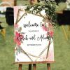 Boho Welcome Wedding Sign Pick A Seat Not A Side Personalized Name Wood Welcome Sign for Wedding Reception Daisy Floral Pink Red Wreath Welcome Sign 16x24in Wood Wedding Decor Plaque view 3