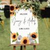 Wedding Welcome Sign Welcome to The Wedding Personalized Name Rustic Wood Wedding Welcome Sign Summer Sunflower Wreath Rose Floral Porch Welcome Sign Wedding Reception Decor 16x24in view 3