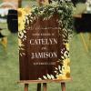 Welcome Wedding Sign Pick A Seat Not A Side Personalized Name Romantic Wood Wedding Welcome Sign Yellow Sunflower Vintage Brown Board Welcome Sign for Wedding Reception 16x24in view 3