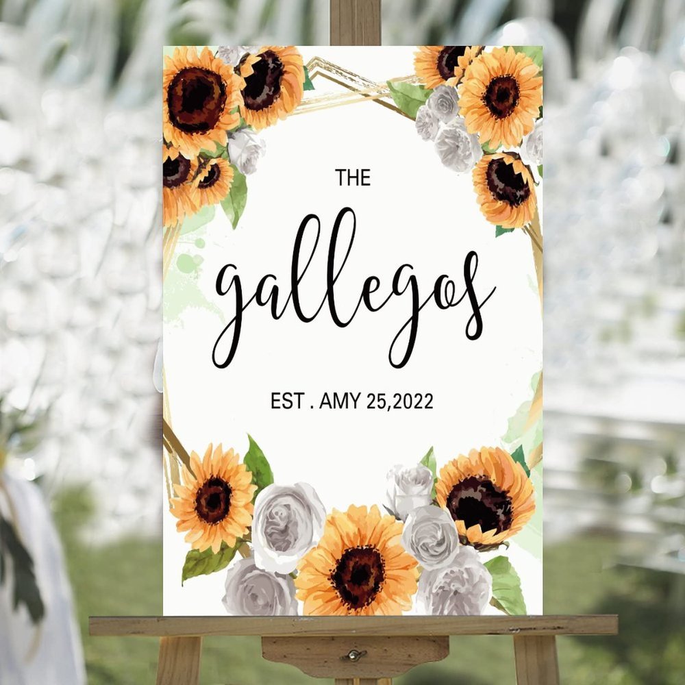 Welcome Personalized Last Name Wood Wedding Welcome Sign Summer Sunflower Wreath Rose Floral Welcome Sign Rustic Wedding Reception Poster Welcome Sign 16x24in Wood Wedding Decor Plaque
