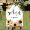 Welcome Personalized Last Name Wood Wedding Welcome Sign Summer Sunflower Wreath Rose Floral Welcome Sign Rustic Wedding Reception Poster Welcome Sign 16x24in Wood Wedding Decor Plaque view 3