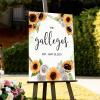 Welcome Personalized Last Name Wood Wedding Welcome Sign Summer Sunflower Wreath Rose Floral Welcome Sign Rustic Wedding Reception Poster Welcome Sign 16x24in Wood Wedding Decor Plaque view 4