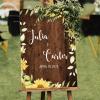 Wedding Welcome Sign Welcome to Our Wedding Custom Name Romantic Wood Wedding Welcome Sign Yellow Sunflower Vintage Brown Board Wedding Reception Poster Welcome Sign 16x24in view 3