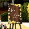 Wedding Welcome Sign Welcome to Our Wedding Custom Name Romantic Wood Wedding Welcome Sign Yellow Sunflower Vintage Brown Board Wedding Reception Poster Welcome Sign 16x24in view 4