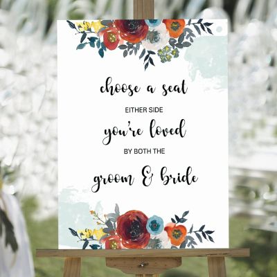 Romantic Wedding Signs Please Enjoy Our Unplugged Ceremony Custom Name Wood Porch Welcome Sign Wedding Reception Decor Watercolor Rose Flower Teal Back Paint Wedding Welcome Sign 18x24in
