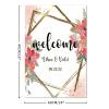 Welcome Wedding Signs Welcome to Our Beginning Personalized Name Romantic Wood Welcome Sign Daisy Floral Pink Red Wreath Welcome Wedding Poster Entrance Decor Sign 16x24in view 2