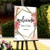 Welcome Wedding Signs Welcome to Our Beginning Personalized Name Romantic Wood Welcome Sign Daisy Floral Pink Red Wreath Welcome Wedding Poster Entrance Decor Sign 16x24in view 4