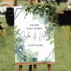 Welcome to The Bridal Shower Custom Name Wood Welcome Wedding Sign Bluebell Floral Teal Green Wreath Welcome Wedding Signage Boho Boho Wedding Decor Welcome Sign 16x24in Wedding Decor Plaque view 3
