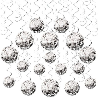 60Pieces Disco Party Decorations 70s Disco Ball Hanging Swirls Disco Party Banner Streamers Hanging Decorations for Retro Disco Garland Party 1970s Birthday Party Hippie Cutouts Favors Supplies