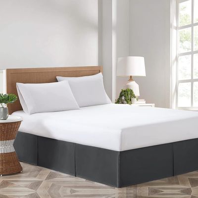 Dee's Collection Dark Gray Magic Bed Skirt King Size -18 Inch Drop Split Corner Magic Bedskirts -Microfiber Box Magic Bedskirts - Never Lift Your Mattress - Hotel Quality Magic Bed Skirt