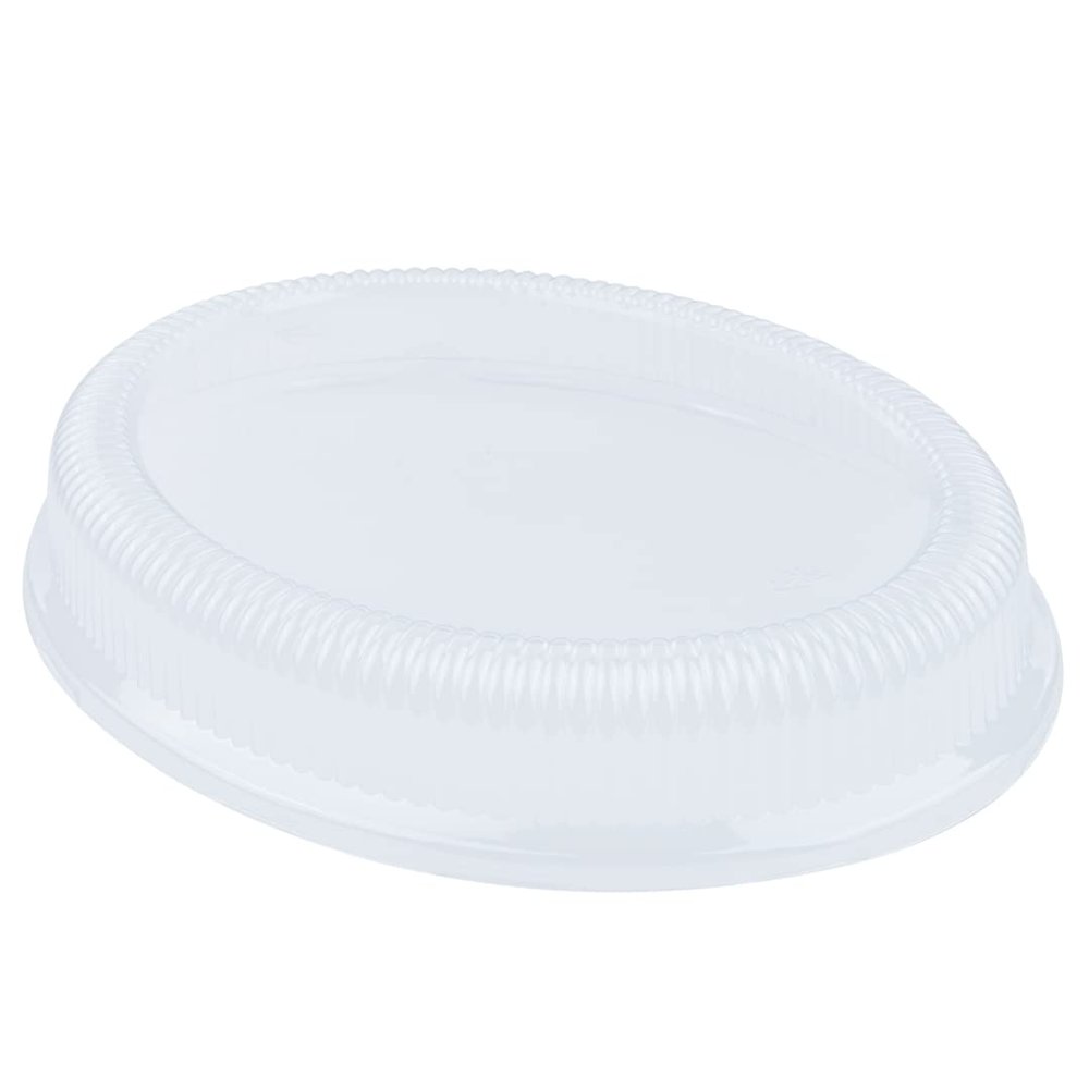 Restaurantware Oval Clear Plastic Ripple Dome Lid, 100 Pack