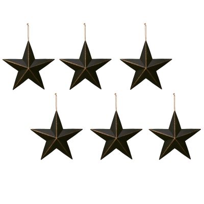 6set Metal Patriotic Barn Star 4th of July Wall Decor, Rustic Star Barn Hanging Ornament Indoor Outdoor Star Decor for Memorial Day Independence Day Decor