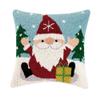 Peking Handicraft Santa Gnome with Yellow Present Christmas Polyfill Hook Throw, 14-inch Square, Wool and Velv Back, Holiday Seasonal Decoration view 1