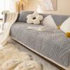 vctops Soft Velvet Sofa Couch Cover Tropical Leaf Pattern Sectional Couch Covers Non Slip Sofa Slipcover Furniture Protector for Kids Dogs Pet, 1 Piece/Not All Set (Grey,27"x59") view 1