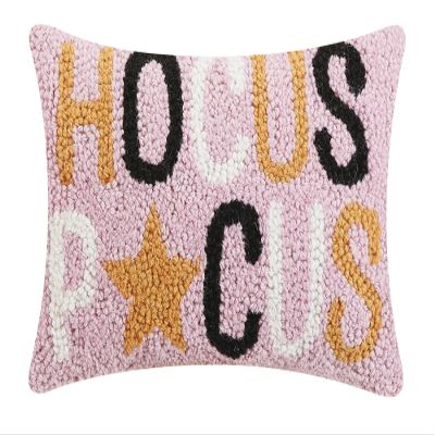 Peking Handicraft Hocus Pocus Halloween Polyfill Hook Throw Pillow, 12-inch Square, Wool and Poly Velvet, Holiday Seasonal Decoration
