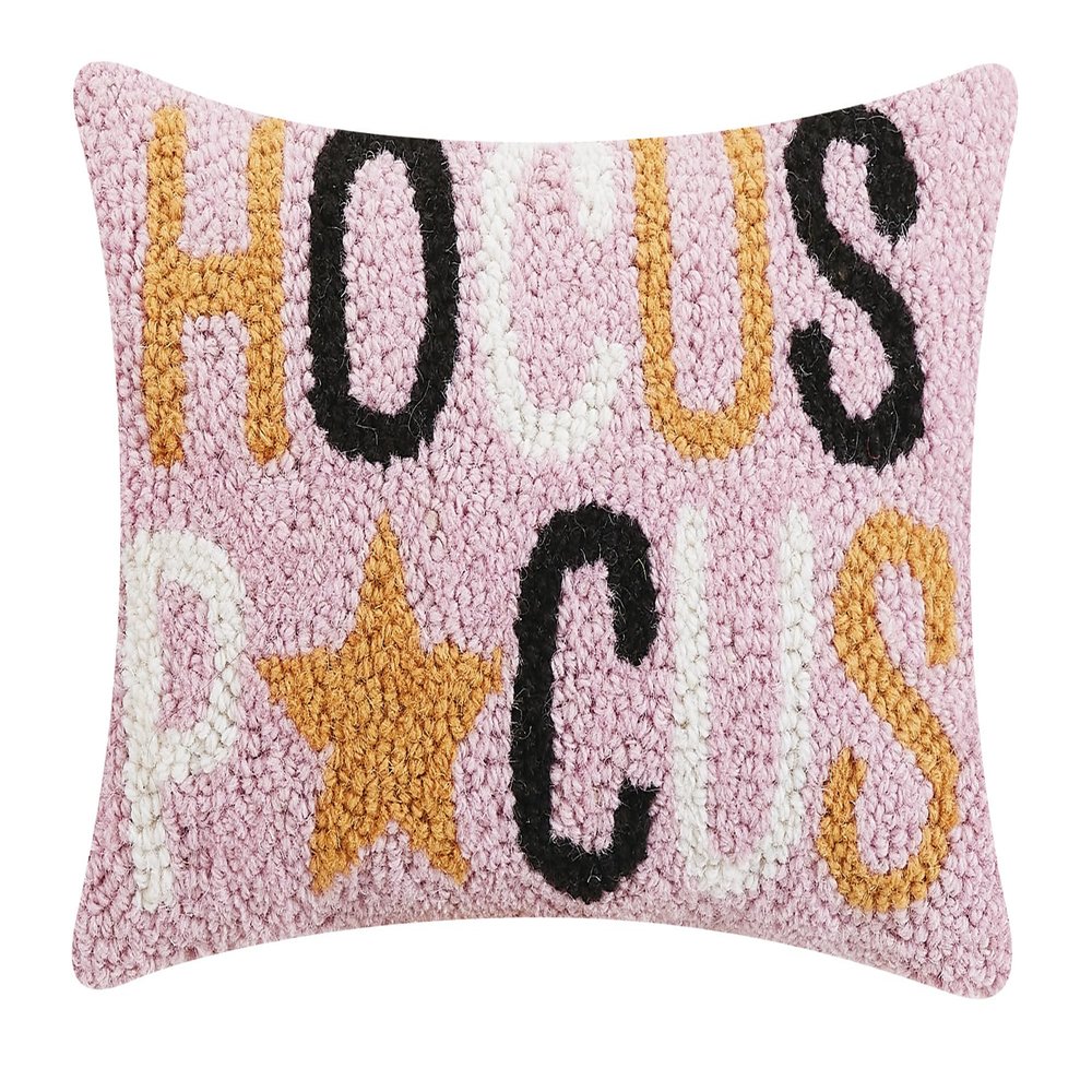 Peking Handicraft Hocus Pocus Halloween Polyfill Hook Throw Pillow, 12-inch Square, Wool and Poly Velvet, Holiday Seasonal Decoration
