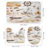 Kazynee Nautical Beach Theme 4 Piece Shower Curtain Sets, Non-Slip Rugs, Toilet Lid Cover and Bath Mat, Durable and Waterproof, for Bathroom Decor Set One Size view 3