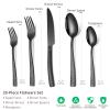 20-Piece Silverware Set, Black Hammered Stainless Steel Flatware for 4, Food-Grade Tableware, Including Fork, Knife, Spoon Set, Home Kitchen Cutlery, Dishwasher Safe view 2