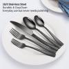 20-Piece Silverware Set, Black Hammered Stainless Steel Flatware for 4, Food-Grade Tableware, Including Fork, Knife, Spoon Set, Home Kitchen Cutlery, Dishwasher Safe view 3