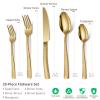 20-Piece Silverware Set, Gold Hammered Stainless Steel Flatware Sets for 4, Food-Grade Tableware Set, Including Fork Knife Spoon Set, Home Kitchen Cutlery Sets, Dishwasher Safe view 2