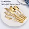 20-Piece Silverware Set, Gold Hammered Stainless Steel Flatware Sets for 4, Food-Grade Tableware Set, Including Fork Knife Spoon Set, Home Kitchen Cutlery Sets, Dishwasher Safe view 3
