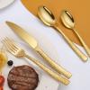 20-Piece Silverware Set, Gold Hammered Stainless Steel Flatware Sets for 4, Food-Grade Tableware Set, Including Fork Knife Spoon Set, Home Kitchen Cutlery Sets, Dishwasher Safe view 4