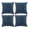 Fancy Homi 4 Packs Dusty Blue Decorative Throw Pillow Covers 16x16 Inch for Living Room Couch Bed Sofa, Rustic Farmhouse Boho Home Decor, Soft Plush Striped Corduroy Square Cushion Case 40x40 cm view 1