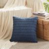 Fancy Homi 4 Packs Dusty Blue Decorative Throw Pillow Covers 16x16 Inch for Living Room Couch Bed Sofa, Rustic Farmhouse Boho Home Decor, Soft Plush Striped Corduroy Square Cushion Case 40x40 cm view 2