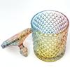 EWEIGEER Colorful Crystal Glass Candy Snack Barrel Storage Jar Embossed Luxury Cookie Buffet Canister With Lids Jewelry Box Jar Biscuit Containers view 3