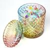EWEIGEER Colorful Crystal Glass Candy Snack Barrel Storage Jar Embossed Luxury Cookie Buffet Canister With Lids Jewelry Box Jar Biscuit Containers view 4