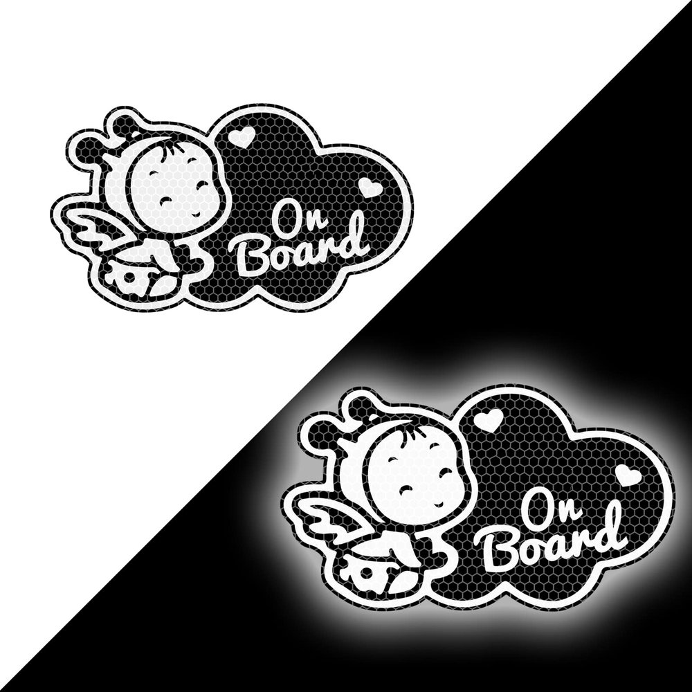 Customized Name Baby On Board Sign Car Stickers Reflective Kids On Board Stickers for Car Windows -Vesvory Angel Baby in Car Baby Safety Warning Sign(White)