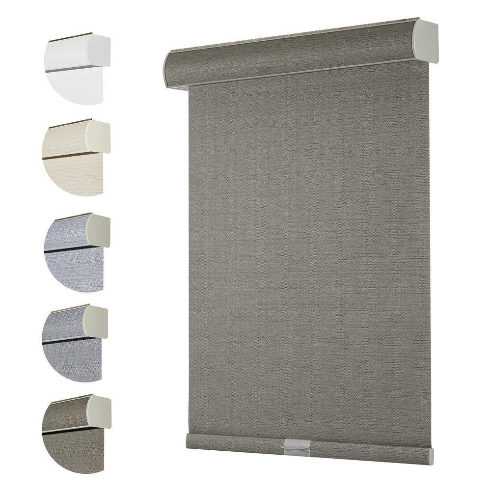 Persilux Free-Stop Cordless 100% Blackout Roller Blinds for Window Shades with Texture Fabric Anti-UV Thermal Insulated Privacy Roller Shades for Windows Blinds for Home (18" W x 72" H, Earth Brown)