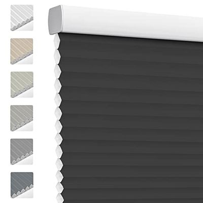 Keego Cordless Cellular Shades Custom Size Honeycomb Shades Light Filtering Window Blinds for Home and Bedroom Easy to Install (Black, 55" W x 60" H)