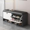 Upholstered Footstool Nordic Shoe Changing Stool Home Shoe Cabinet Soft Bag Cushion Solid Wood Shoe Cabinet Storage Shoe Rack Upholstered Sofa Stool 100 * 24 * 50cm,Black view 3